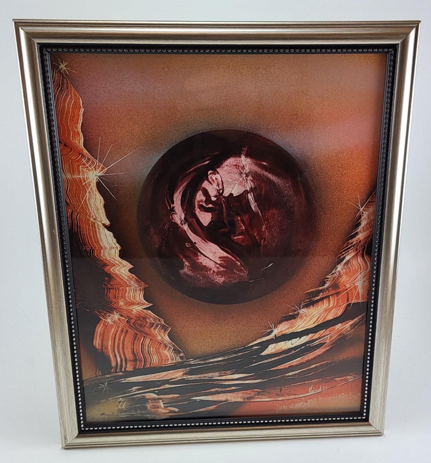 Framed Original Landscape Art in Brown to Orange colors by artist Jason Girard.