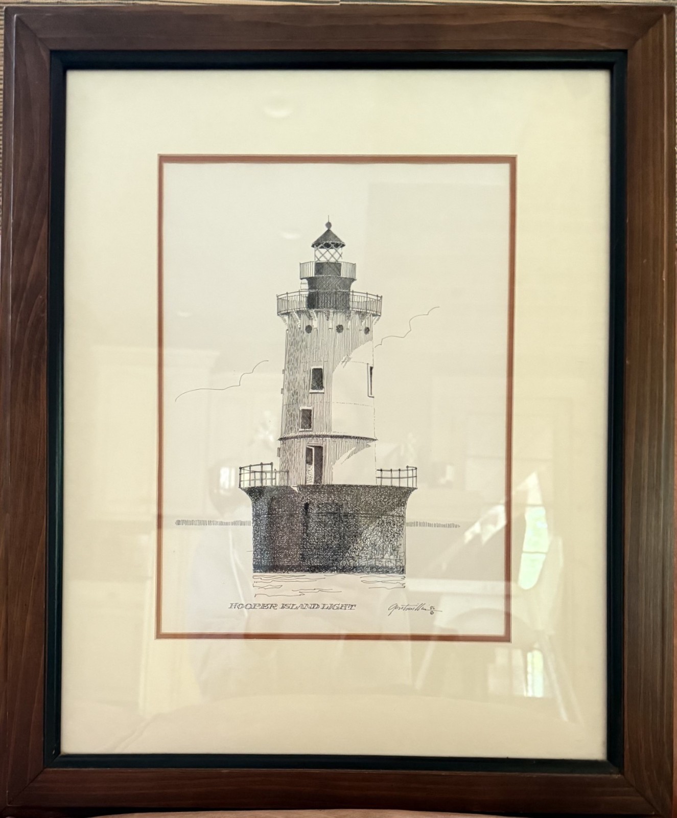 Set of 2 Pen&Ink Light Houses from Chesapeake Bay – Richard Goertemiller, 1986