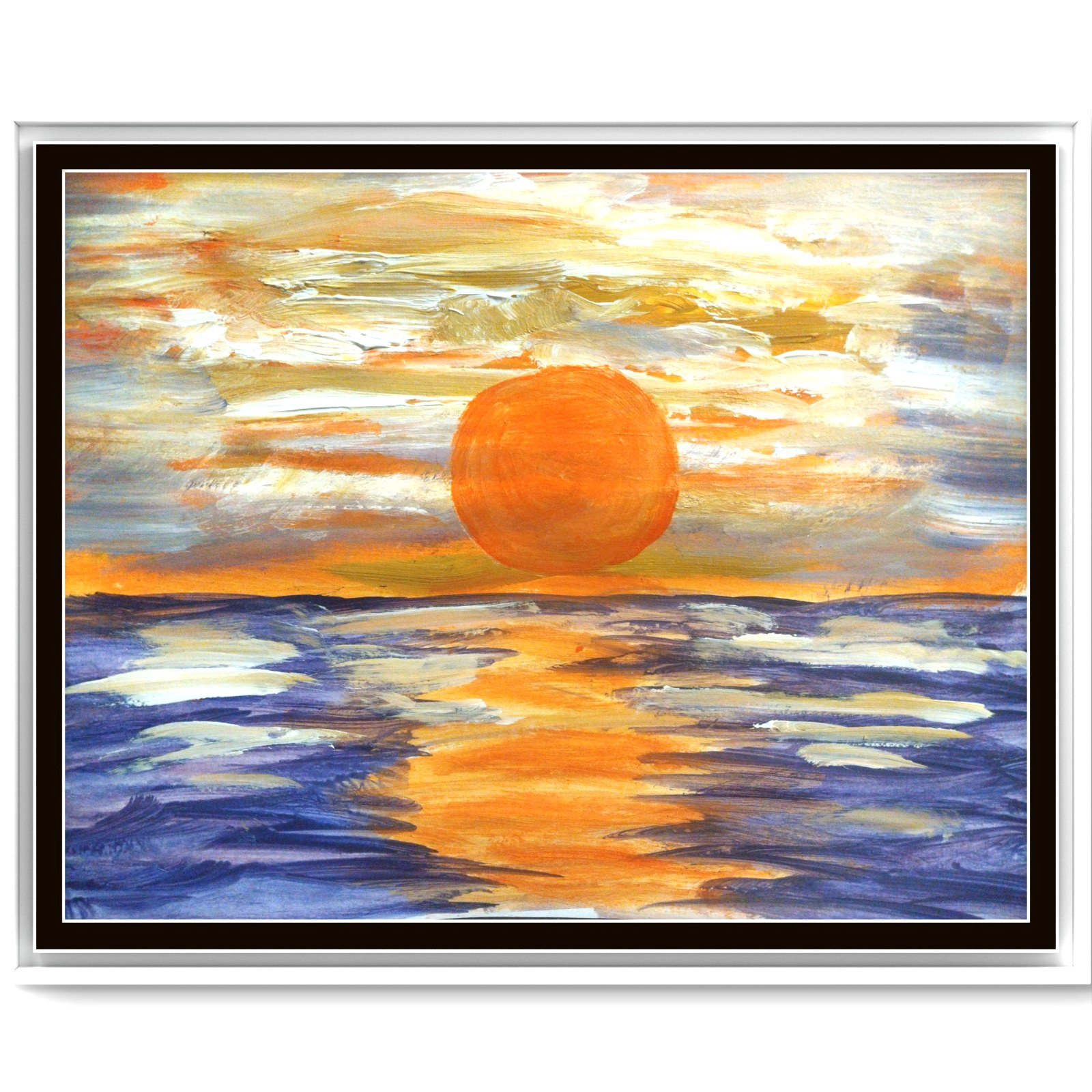 Home Decor Original 11×14 Sunset Landscape Wall Art Acrylic Impressionist Paper