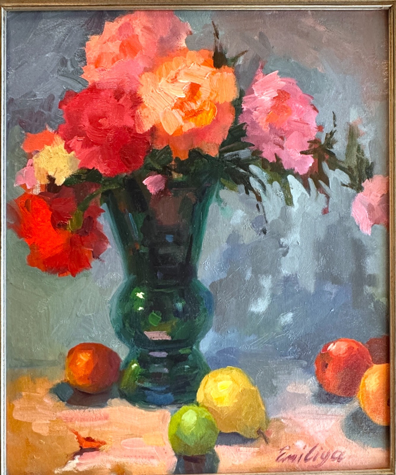 Blooming Peonies Painting Original Floral Oil On Canvas Impressionist Art 18×24