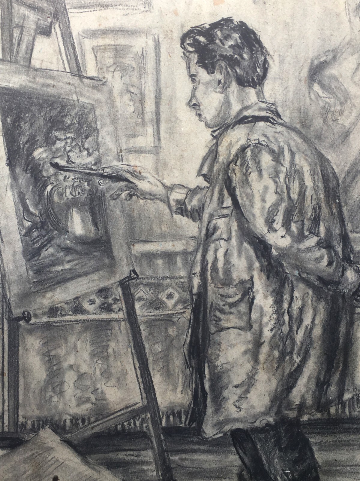 Pencil Painting Unframed Self Portrait Cherkas A Original Painting Artwork n578