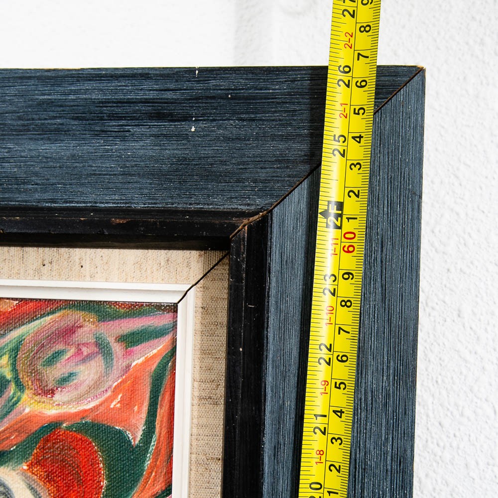 Mid Century Modern Art Original Abstract Expressionism Multi-Color Canvas Framed
