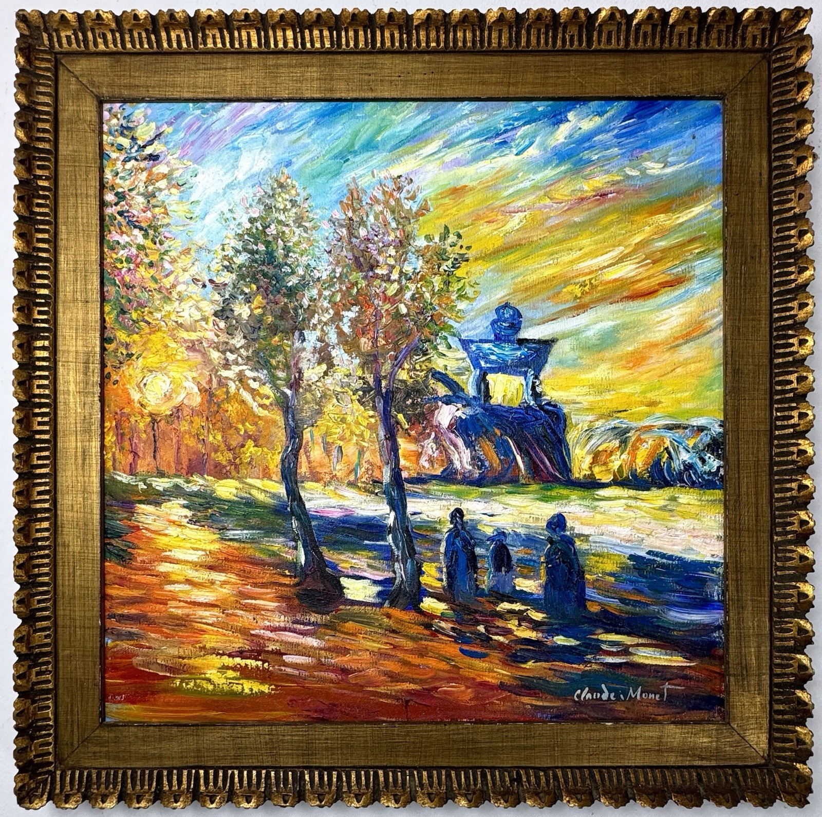 Claude Monet (Handmade) Oil On Canvas Signed & Stamped Framed Painting