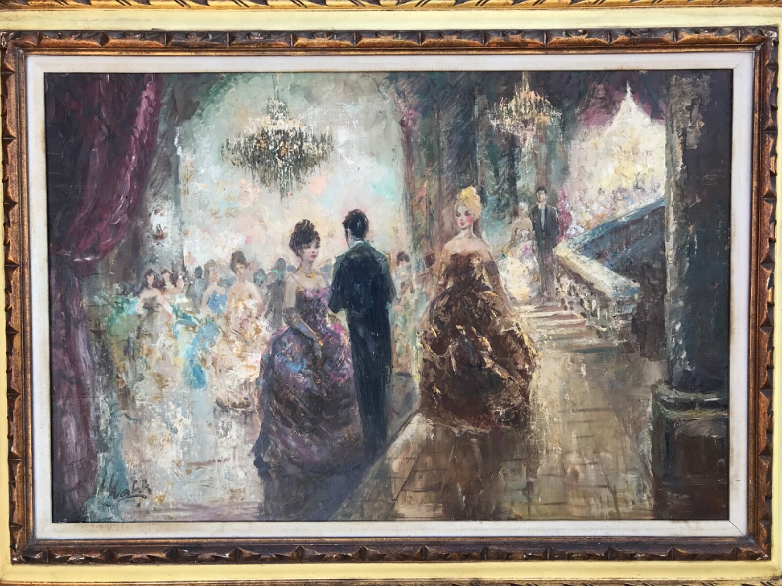 Local Pickup Original 1960’s Paris Ballroom oil/canvas Painting Americo Makk