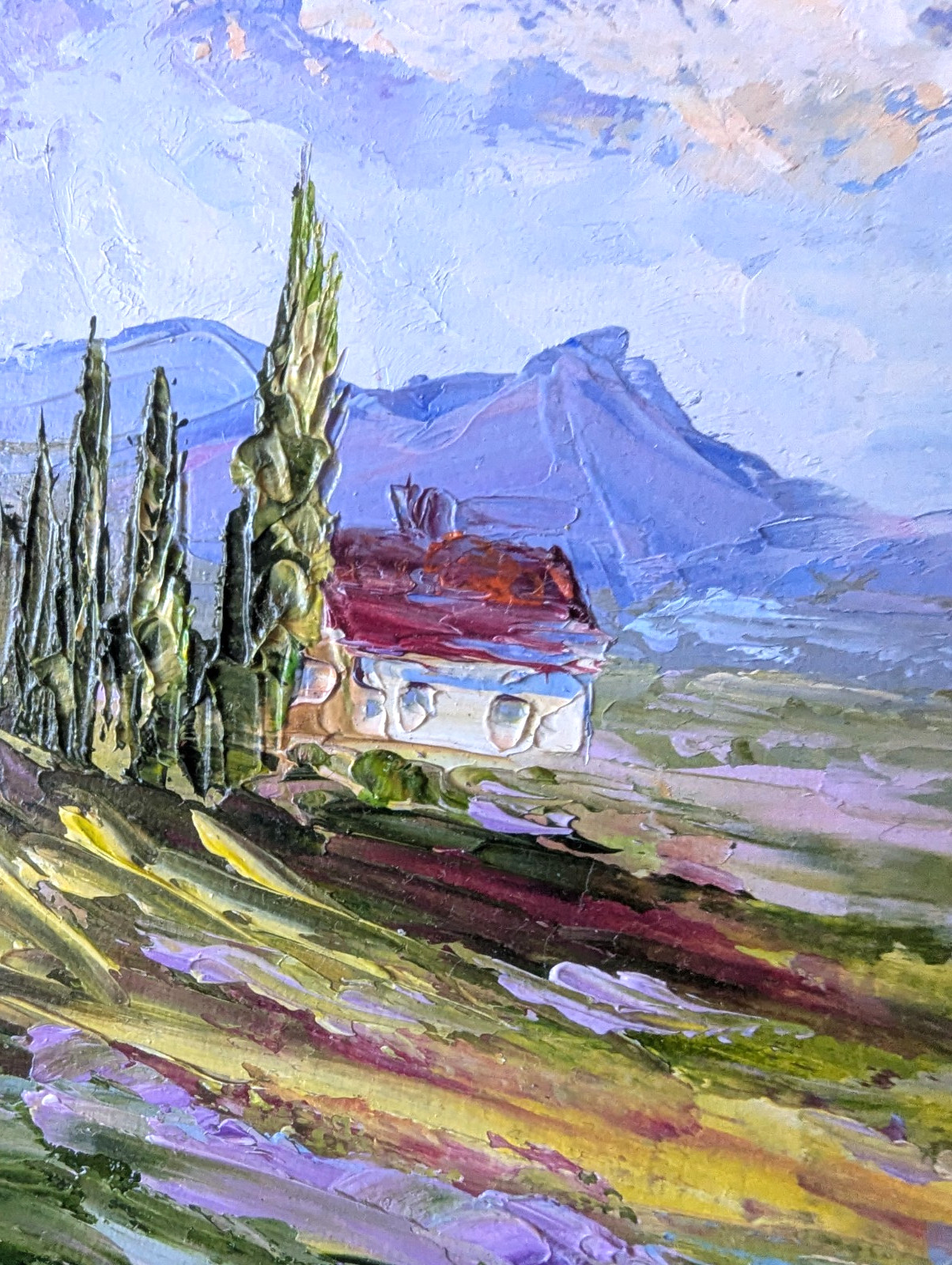 ORIGINAL OIL Painting » TUSCANY LANDSCAPE» impasto 7″x 5″ by Olga Diduh.