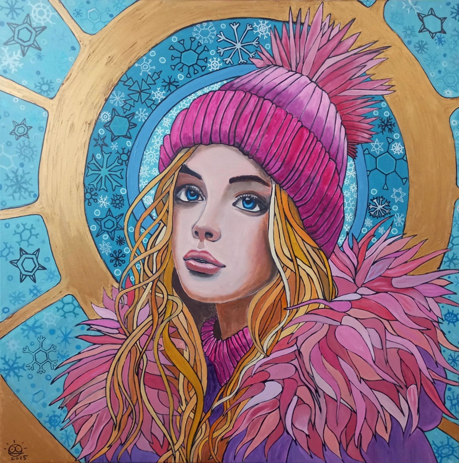 Hand-painted modern oilpainting BARBIE Original modern Portrait Canvas 39″x39″