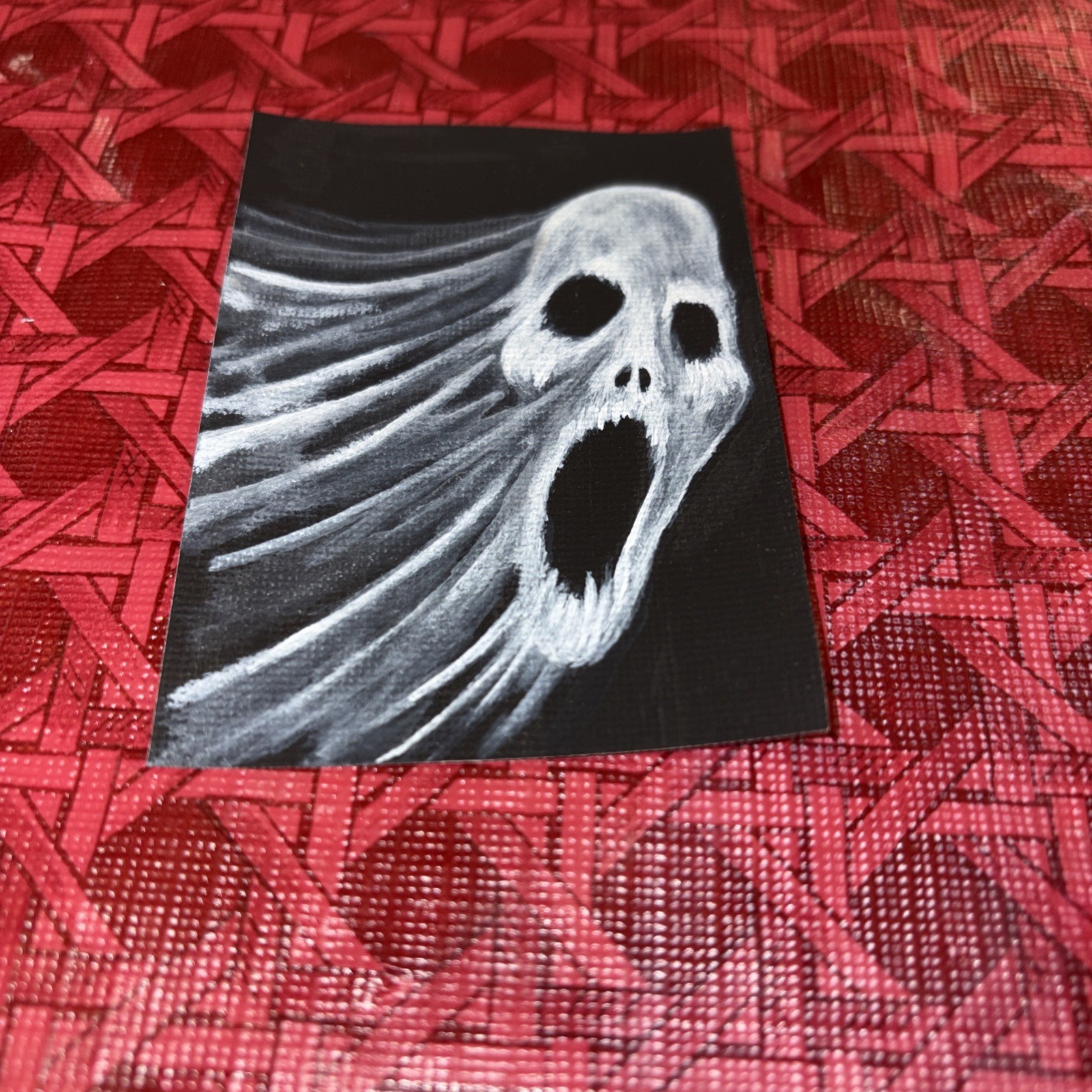 ACEO PRINT Acrylic Painting ATC Miniature Horror Ghost Halloween Scary