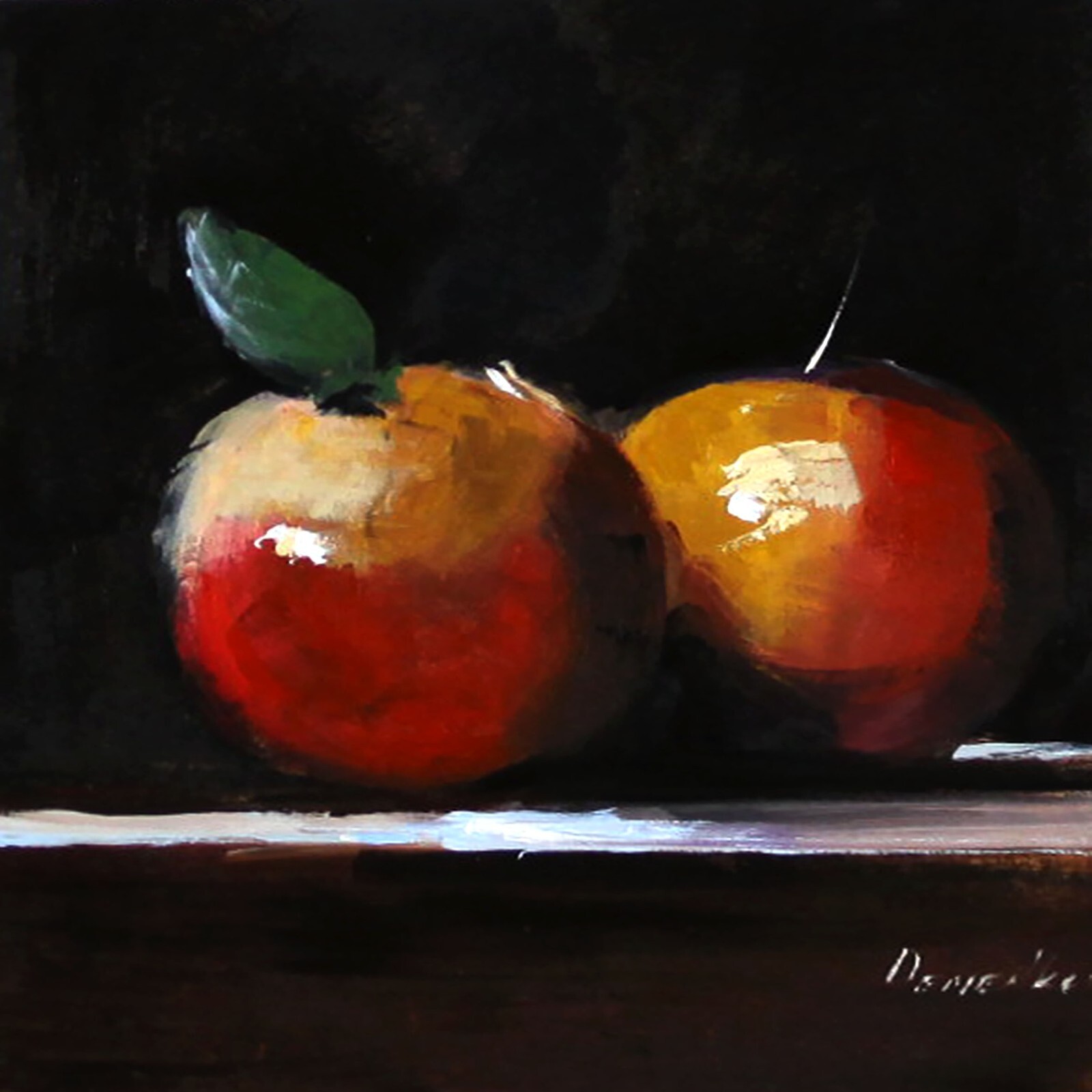 RED apples Still Life Art Signed by Natalie Demenko Oil painting UKRAINE