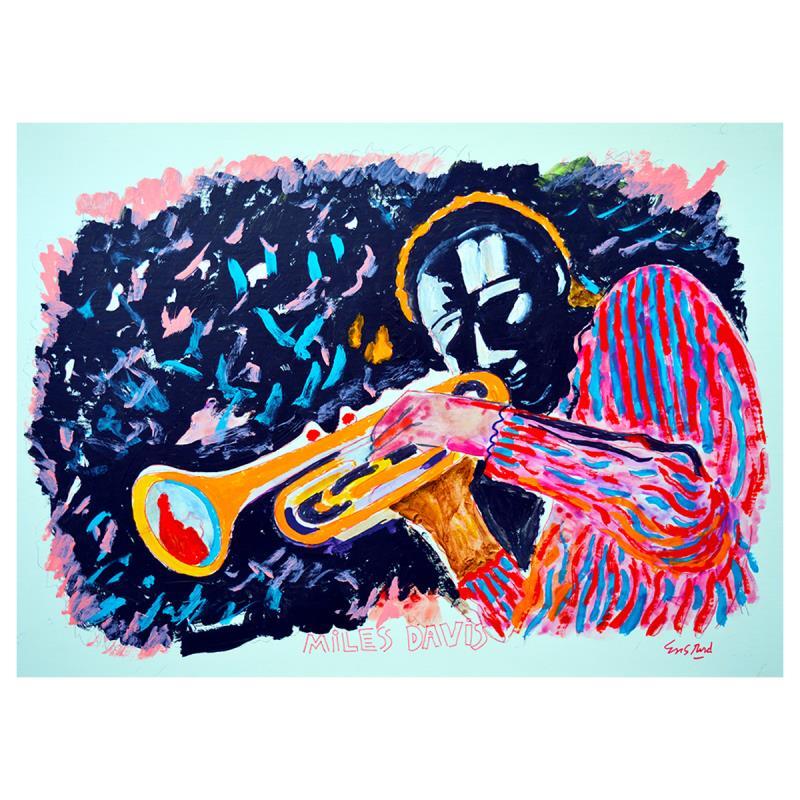 Wayne Ensrud ,»Miles Davis» Hand Signed Original Painting with LOA