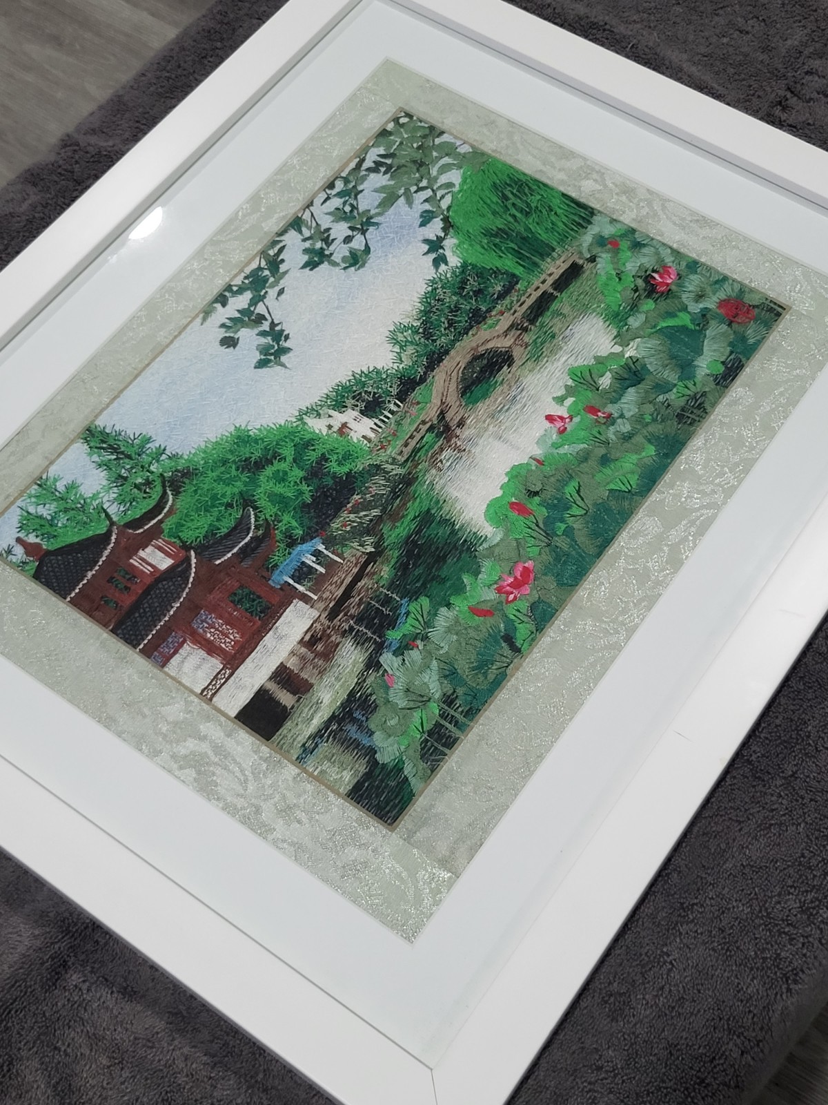 Chinese Garden by Ouyang Hand Made Embroidery Silk Fine Art