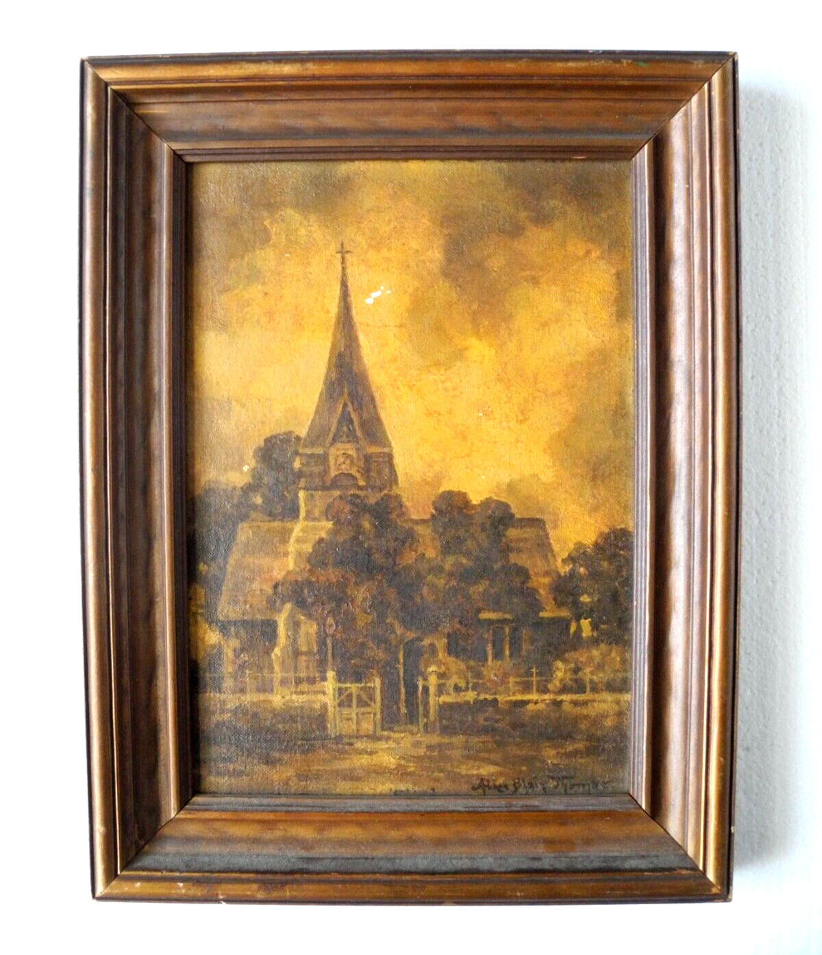 Original Antique Oil Painting-Framed-Signed by Alice Blair Thomas (1857-1945)