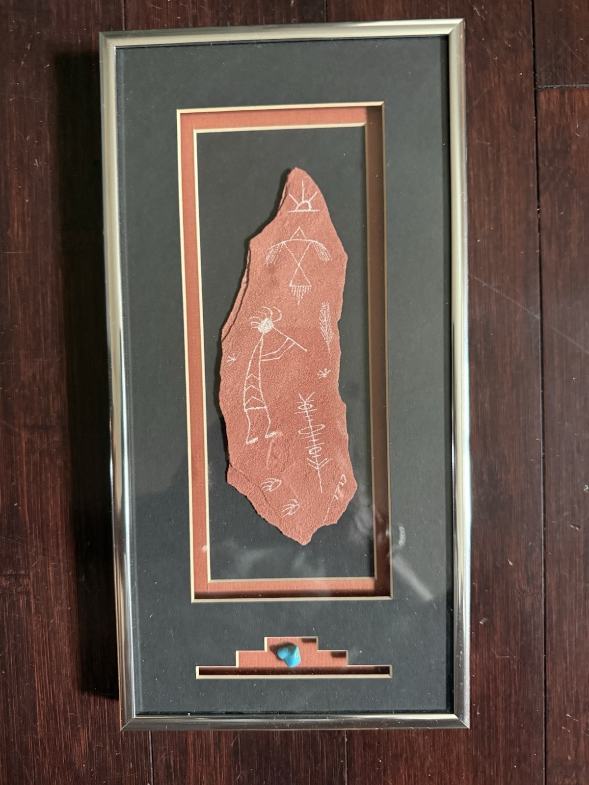 Signed Framed Larry Beck Native American Petroglyph Wall Art Rock