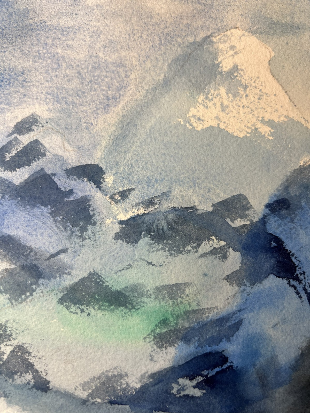 Landscape with Snow Mountain–Mid 20th Century Watercolor–Charlotte Hoffman