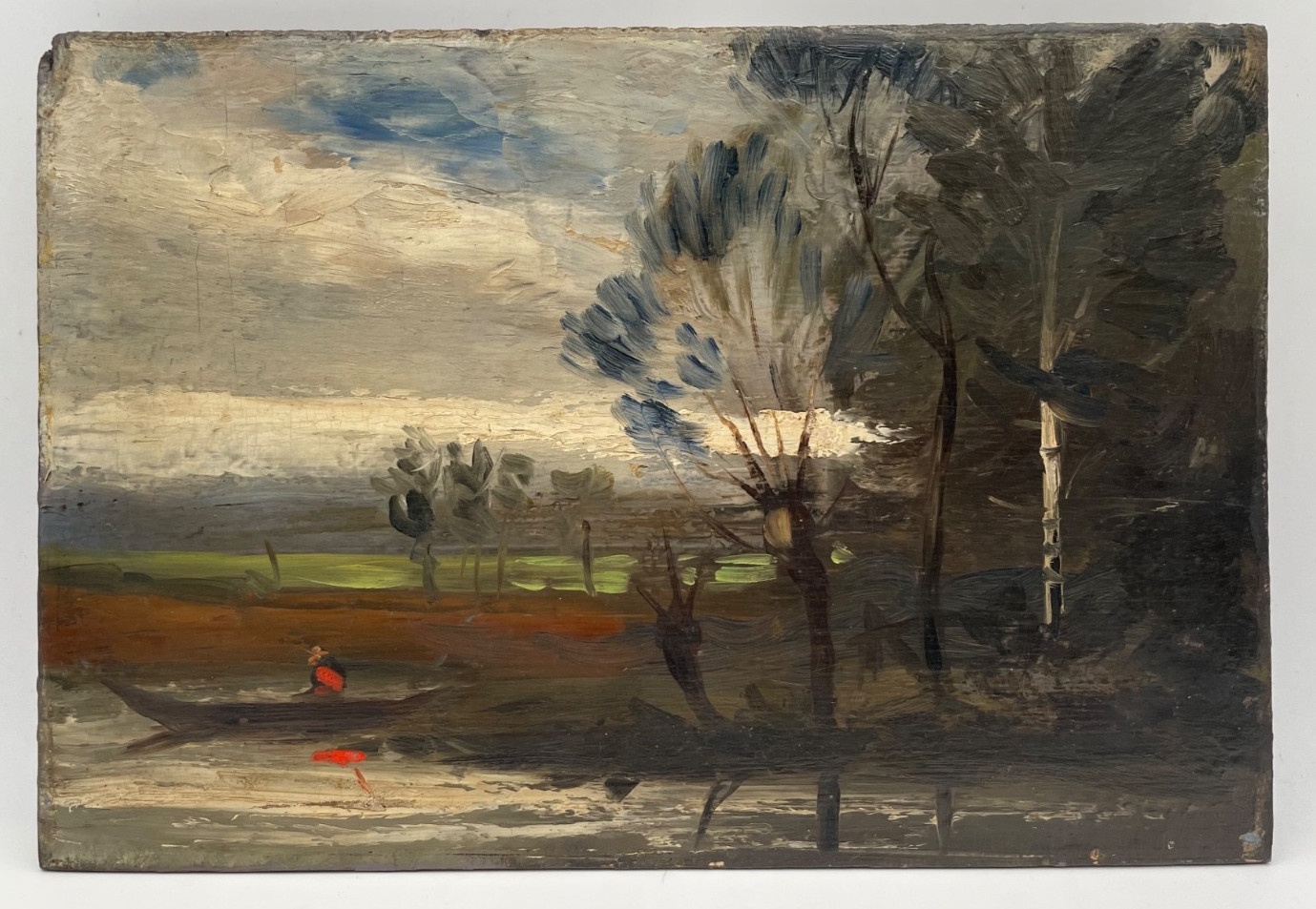 Riverscape – 19th School of Barbizon – Antique Oil Painting
