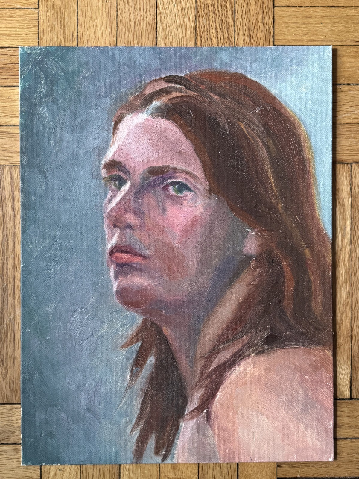 Vintage Portrait Acrylic Board Portrait Woman Long Hair 12×16 Peter Feldman