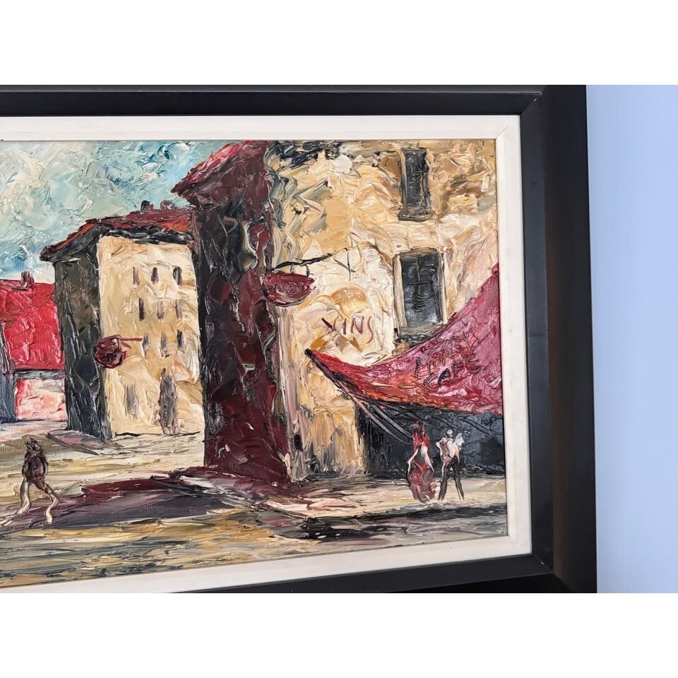 1955 HOMER COSTELLO Pallet Knife Oit PAINTING 48 x 24 SIGNED MCM FRAME EUC