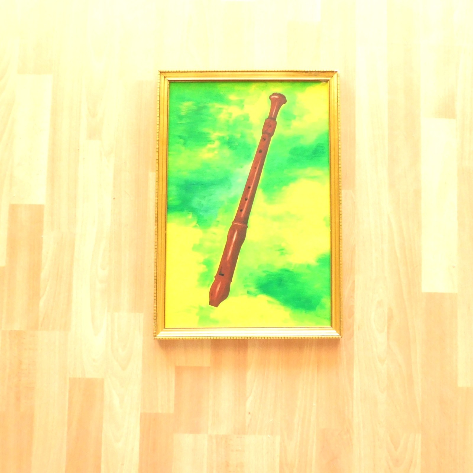Vintage Original Painting, Alto Recorder, Framed, 19 x 13 in.