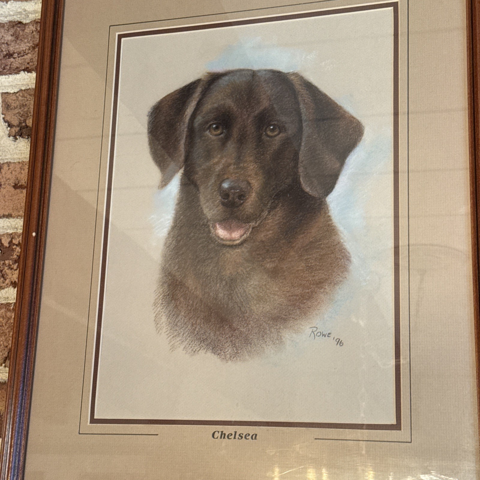 Original Fine Art Charcoal Painting Pet Dog Portrait Artist Signed
