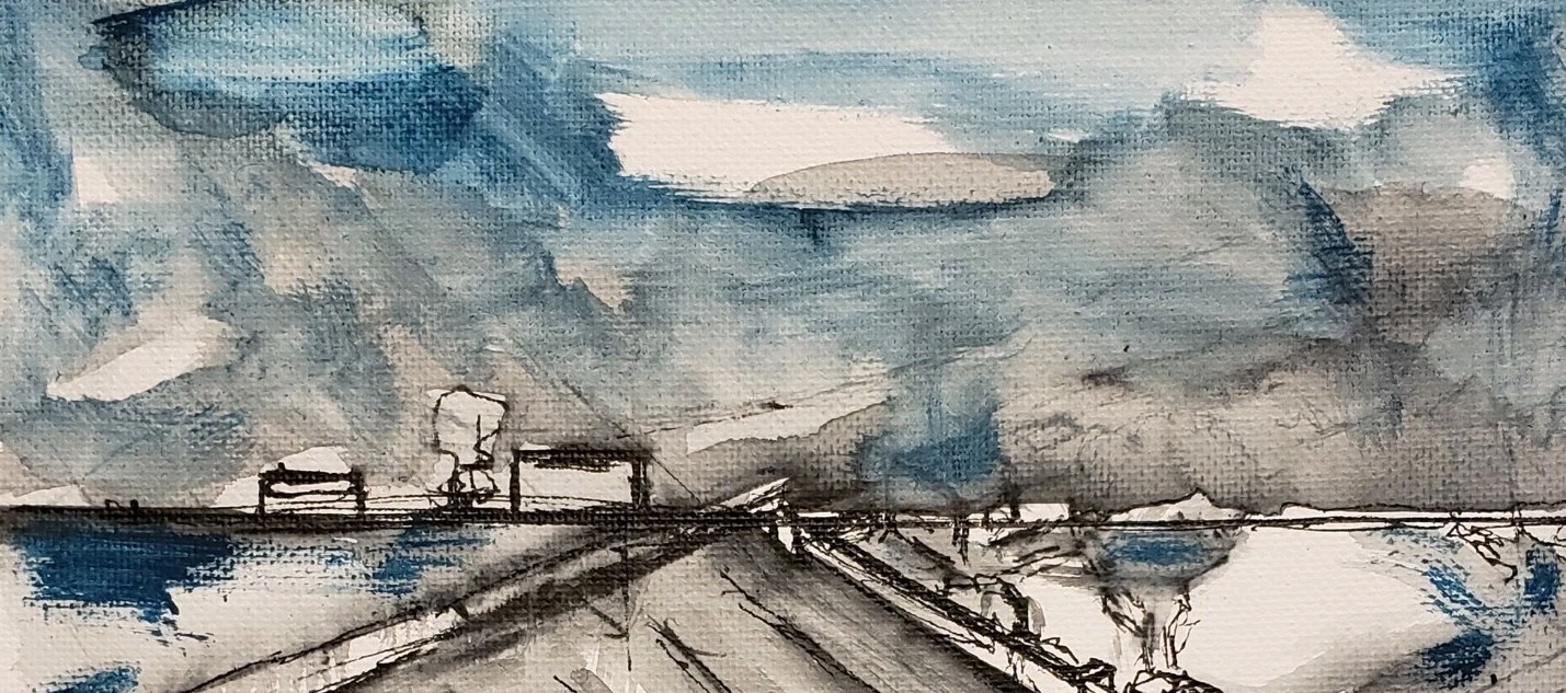 No.653 Original Abstract Post Impressionistic Landscape Painting By K.A.Davis