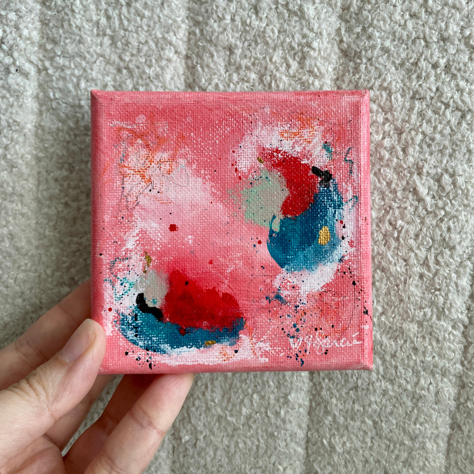 Muse Era Abstract Flow 4×4 Original Art Multi Color Expressionism Home Decor