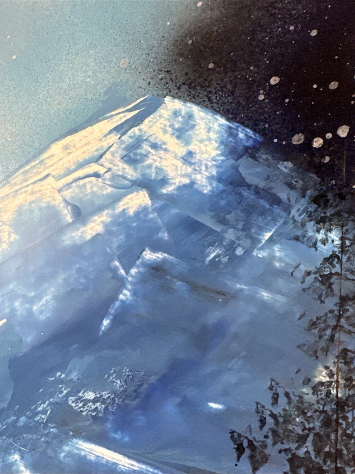 Outer Space Painting A Planet Mountain Waterfalls Landscape Mixed Media