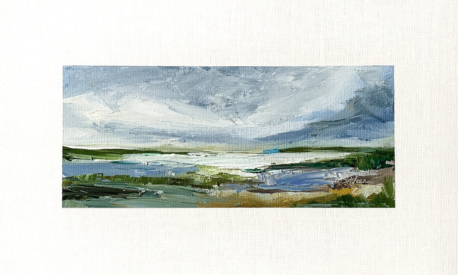 6×10 Original Oil Seascape Painting Marsh Lowcountry Clouds Coastal Art Signed