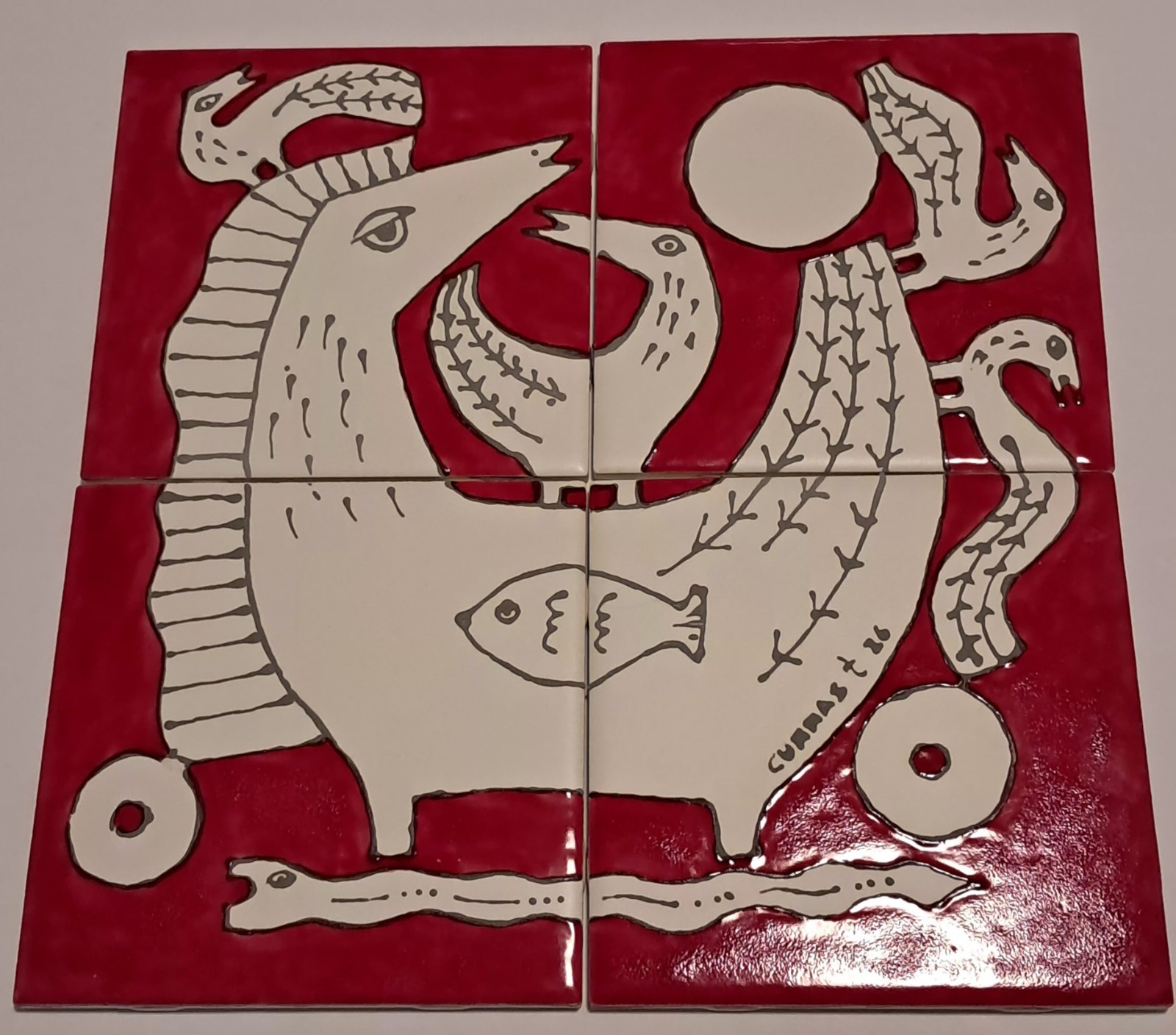 Nelson Curras 12×12 in Ceramic tile 2026 cuban american artist folk art