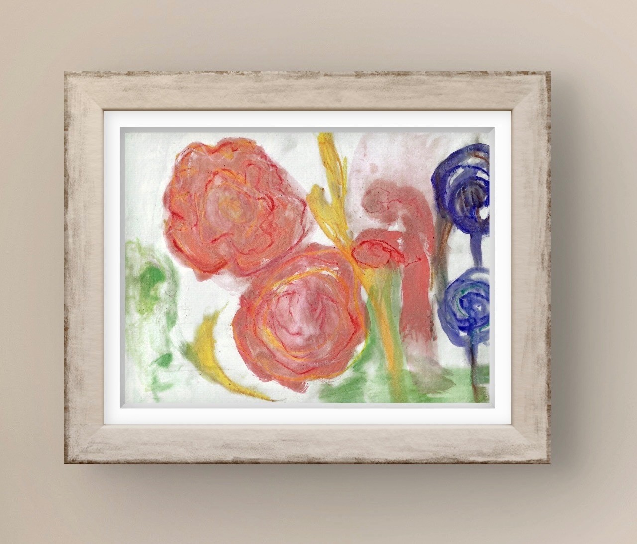 Hand Painted Abstract Floral 11×14 Acrylic Painting on Paper, Holly Hammond