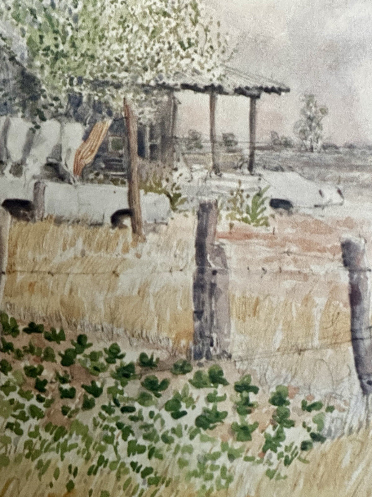 VTG Tunica Turnips Artist Signed Stephen Hudson Framed Watercolor Painting 35×29