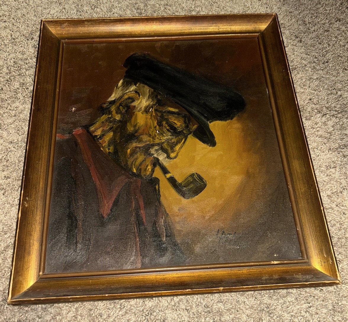 Charles Loring Elliot Oil Painting: Profile of an old man with a pipe