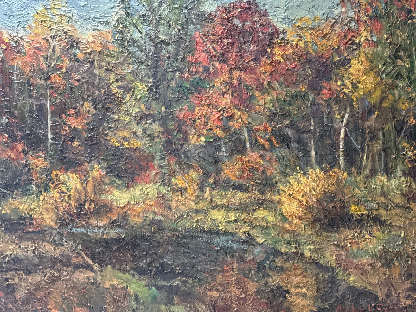 ARTHUR SAFFORD PAINTING AMERICAN LANDSCAPE IMPRESSIONIST CHUNKY OIL 24″ LISTED