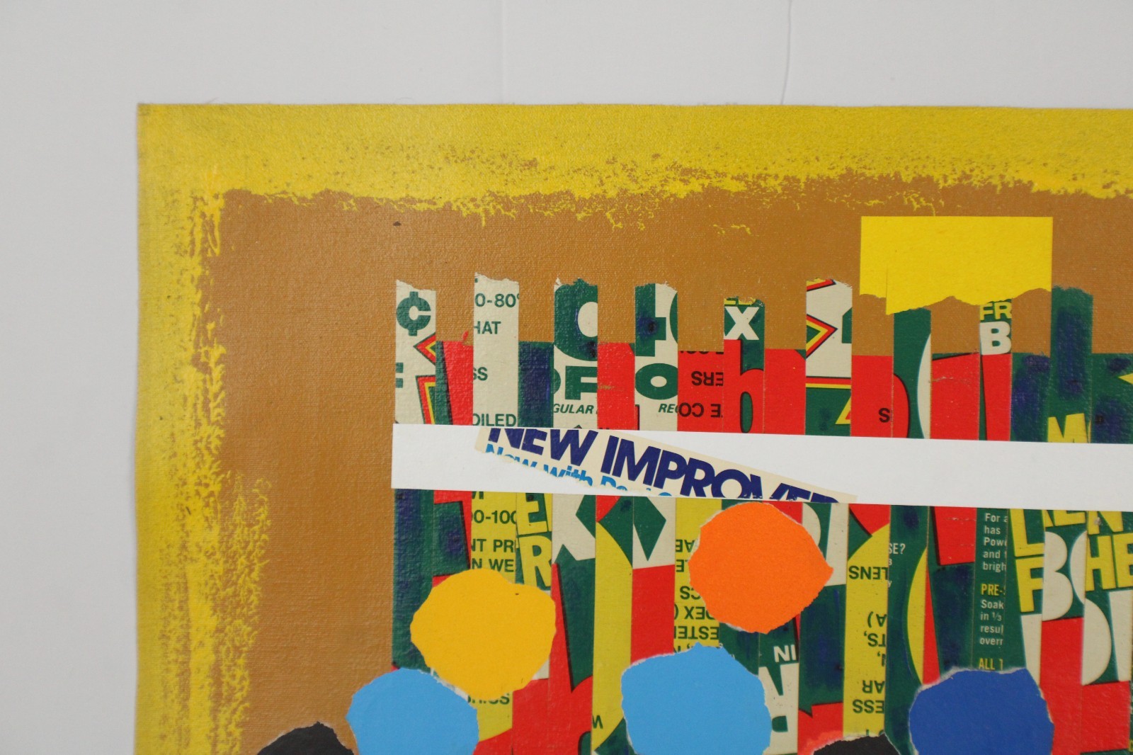 Mid Century Collage Abstract Style Oil Painting On Canvas Signed Jon Henry