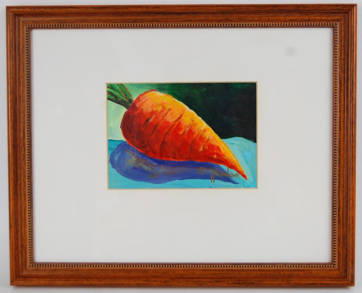 Original Framed Signed Truawkins Large Carrot Impressionist Oil Painting 7X5