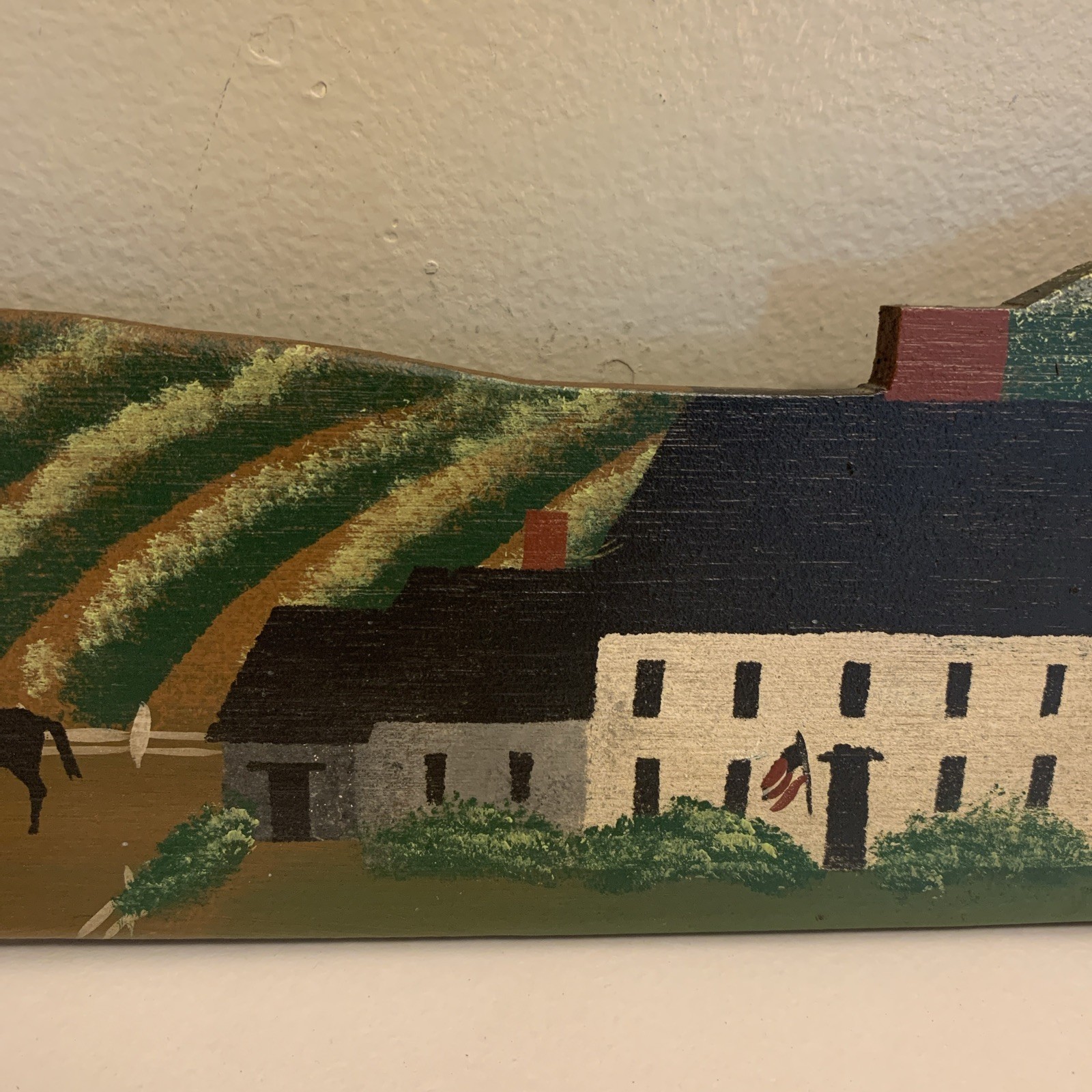COUNTRY FARM HAND PAINTED WOOD PLAQUE LINDA A ROBINSON FOLK ART OVER THE DOOR