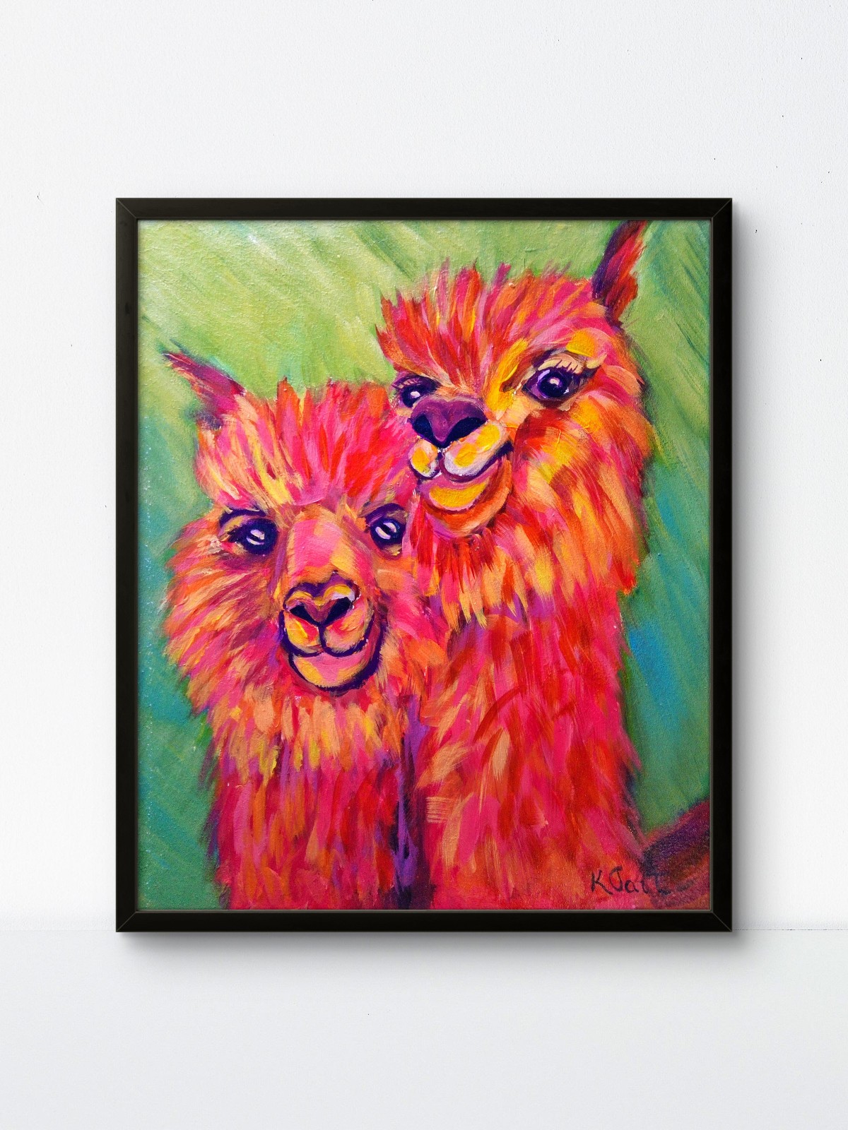 Original Alpaca Art Painting 12×10 Southwestern Fluffy Llama Vibrant Wall Art
