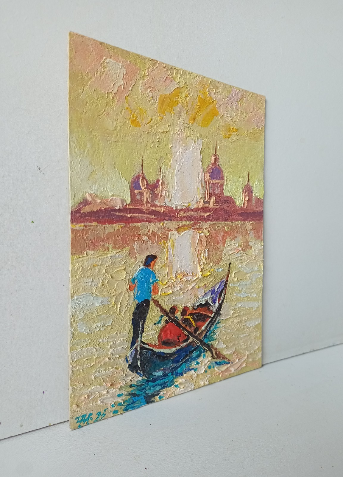 Venice Impasto Painting Original Art Impression Oil Painting 7.8 x 6 in