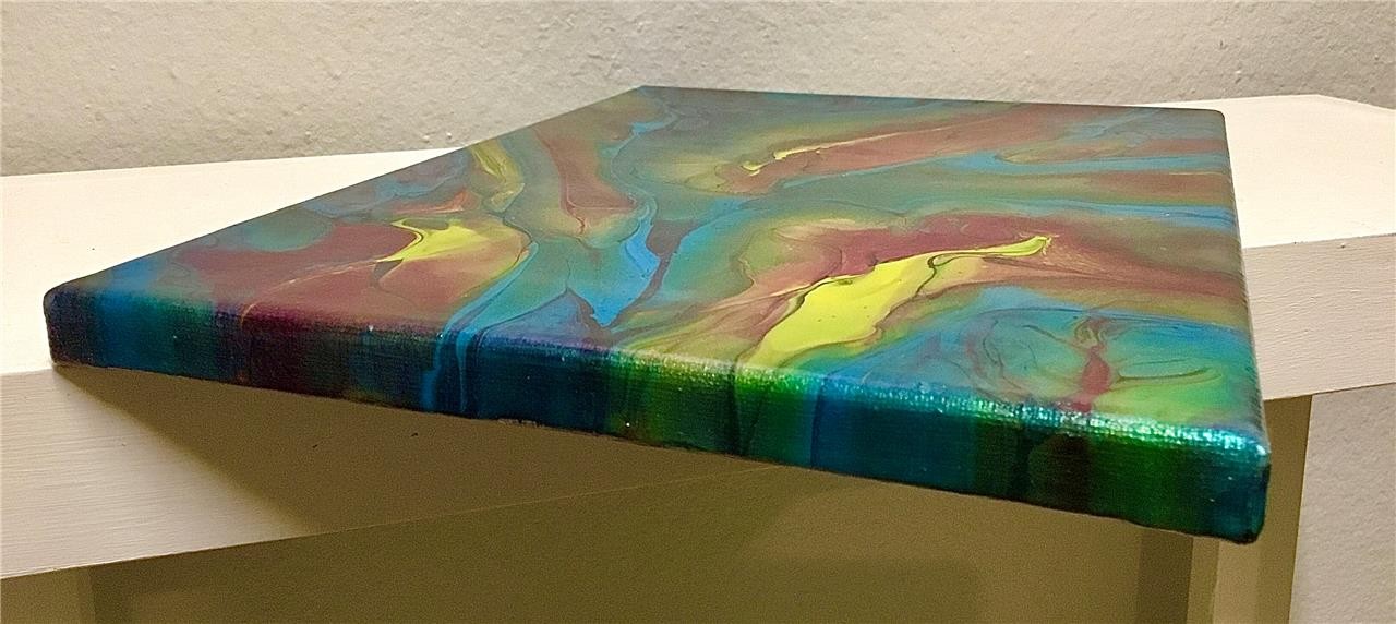 Beluga Whale Acrylic Pour Abstract Painting 9X12″ Canvas Orig Fluid Art