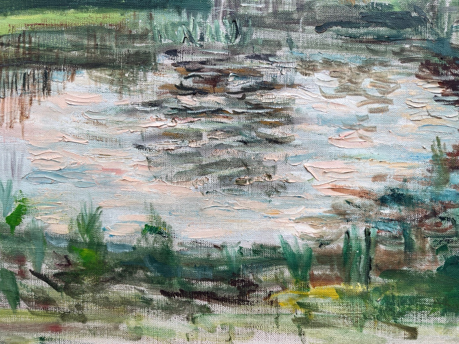 Impressionist Summer Landscape Fields Lake Trees Sky Oil Painting Denmark