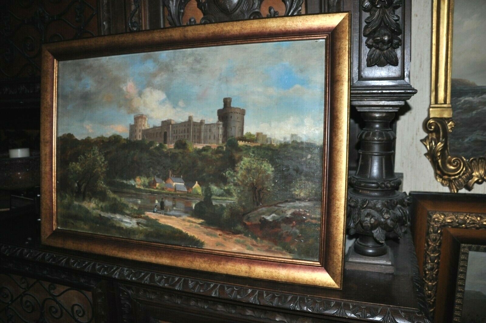 Fine Antique Painting of the » Windsor Castle England » oil on canvas