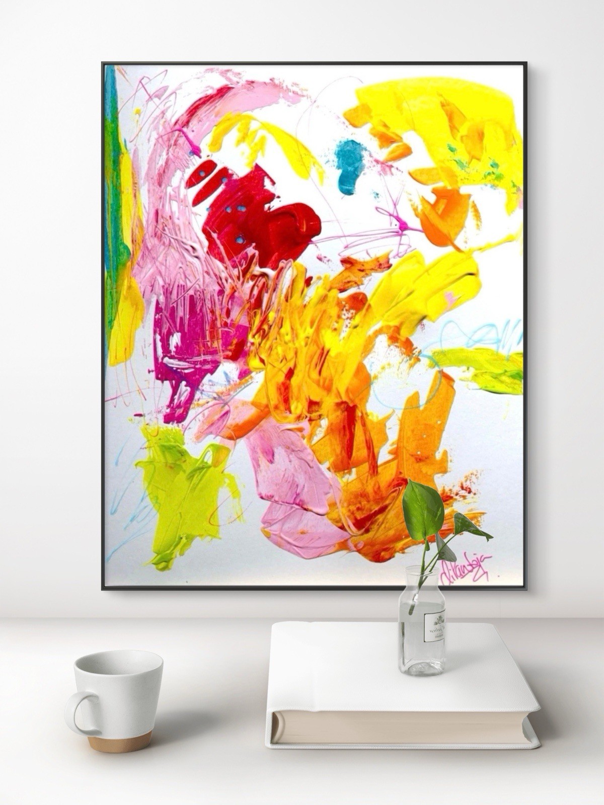 Abstract Bright Colorful 11×14 Paper Acrylic Original Art Expressionist Fine Art