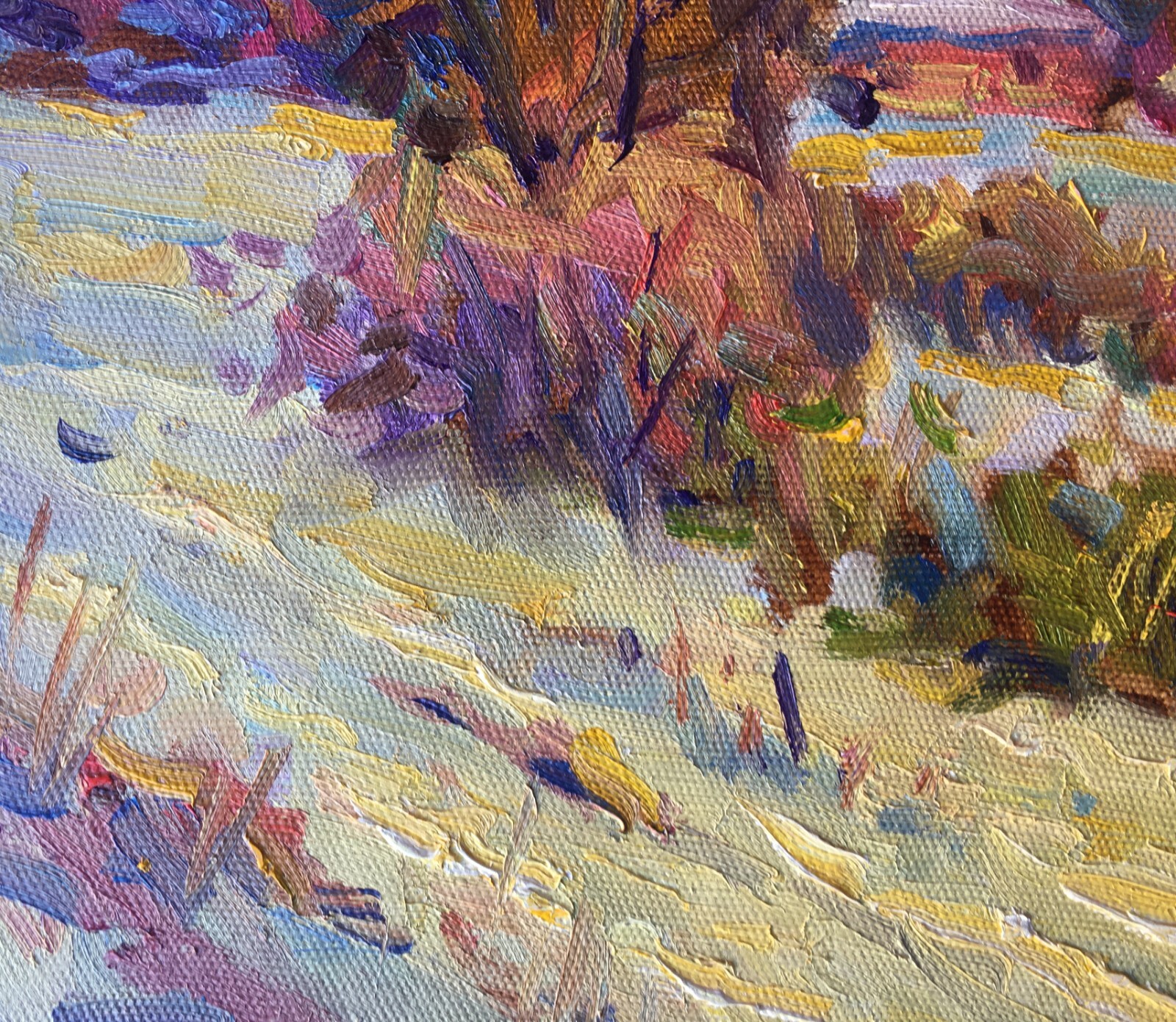 Oil painting winter Ukrainian painter Unframed Cardboard Decor original art