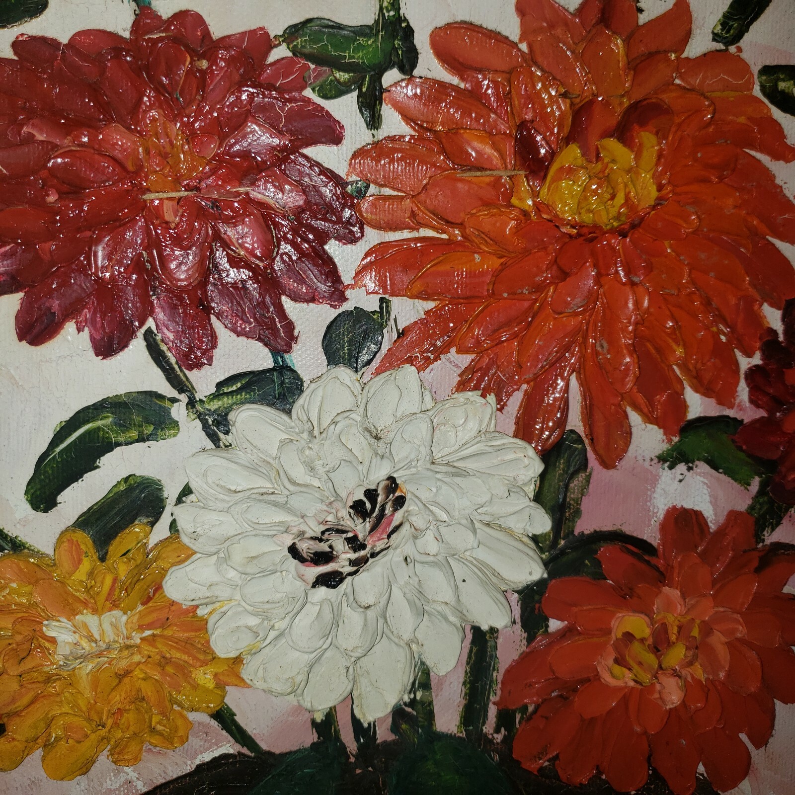 Vintage Unique Still Life Oil Textured Painting By Artist J.Mc Donnel 70s