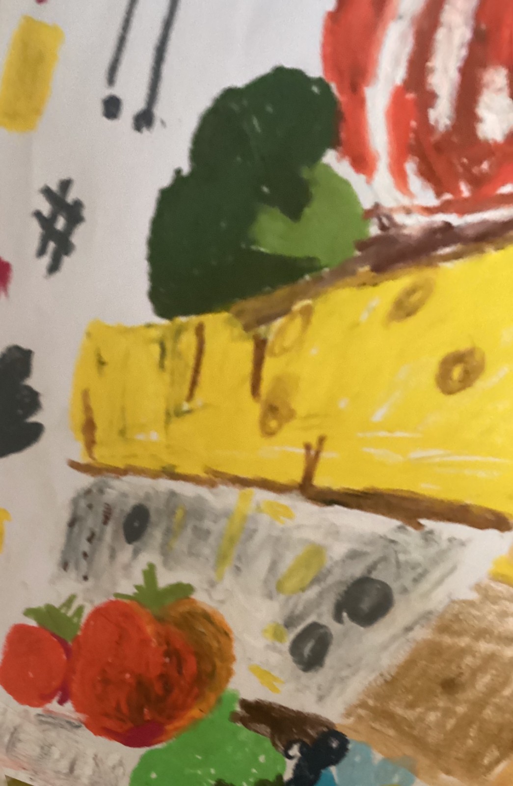 Basquiat Style Graffiti Abstract Bold Food Original 18 by 24 on Paper