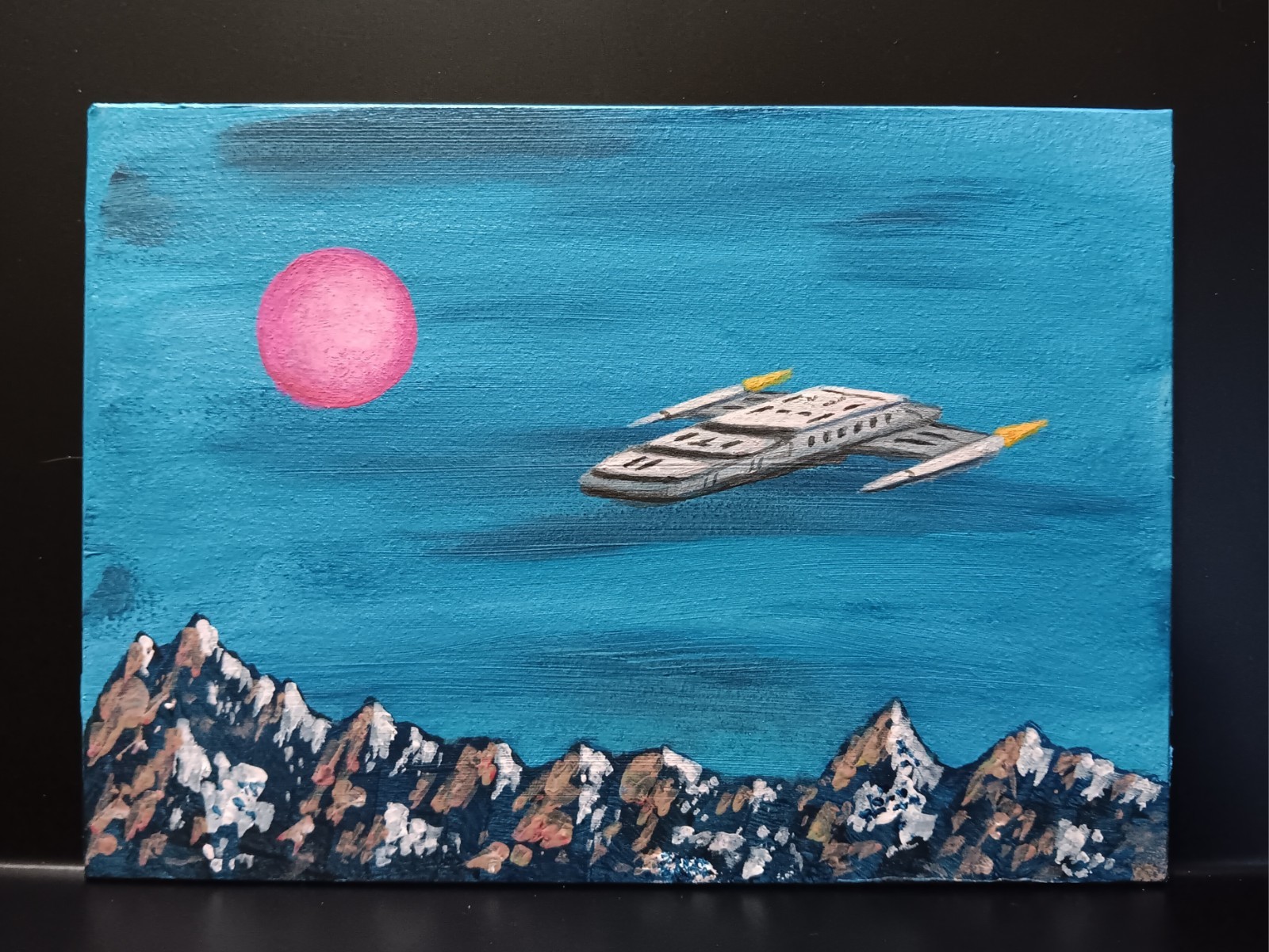 Mini Sci-fi Spacescape Painting By Artist Ryan Klopfenstein Blacklight Reactive