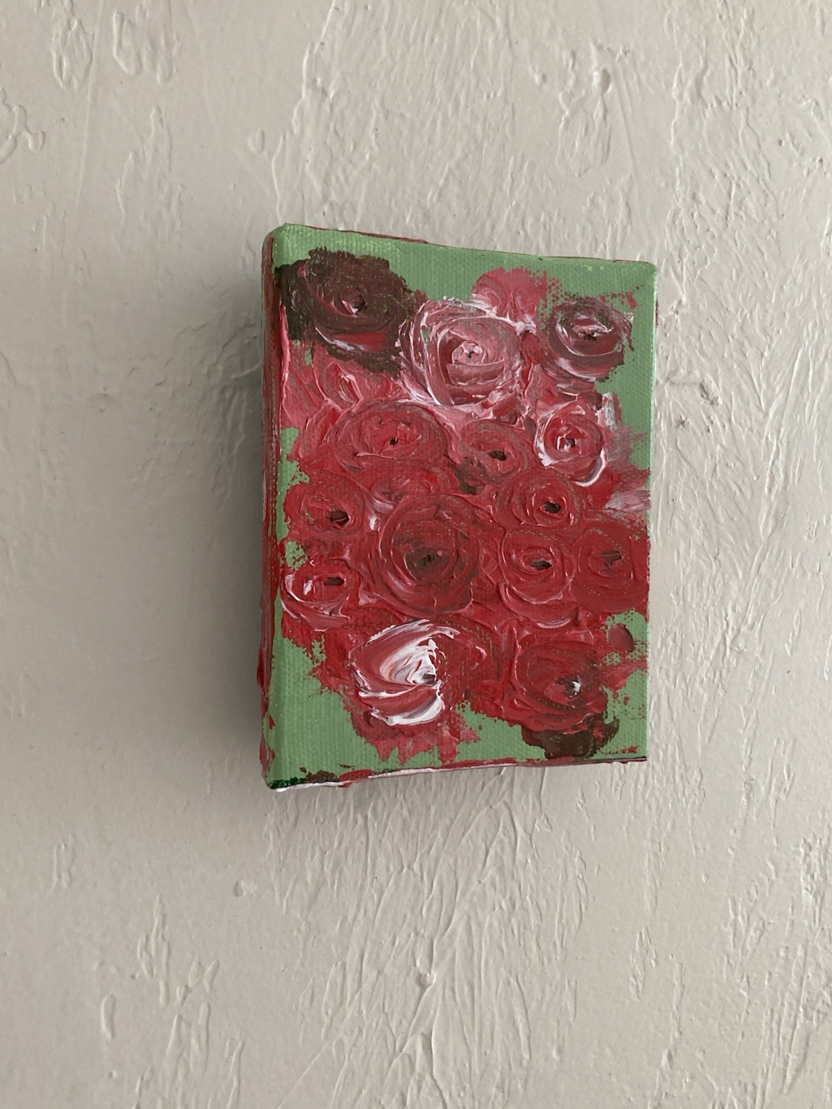 One of One Abstract Roses Floral Painting on Canvas, Small Unframed Single Piece