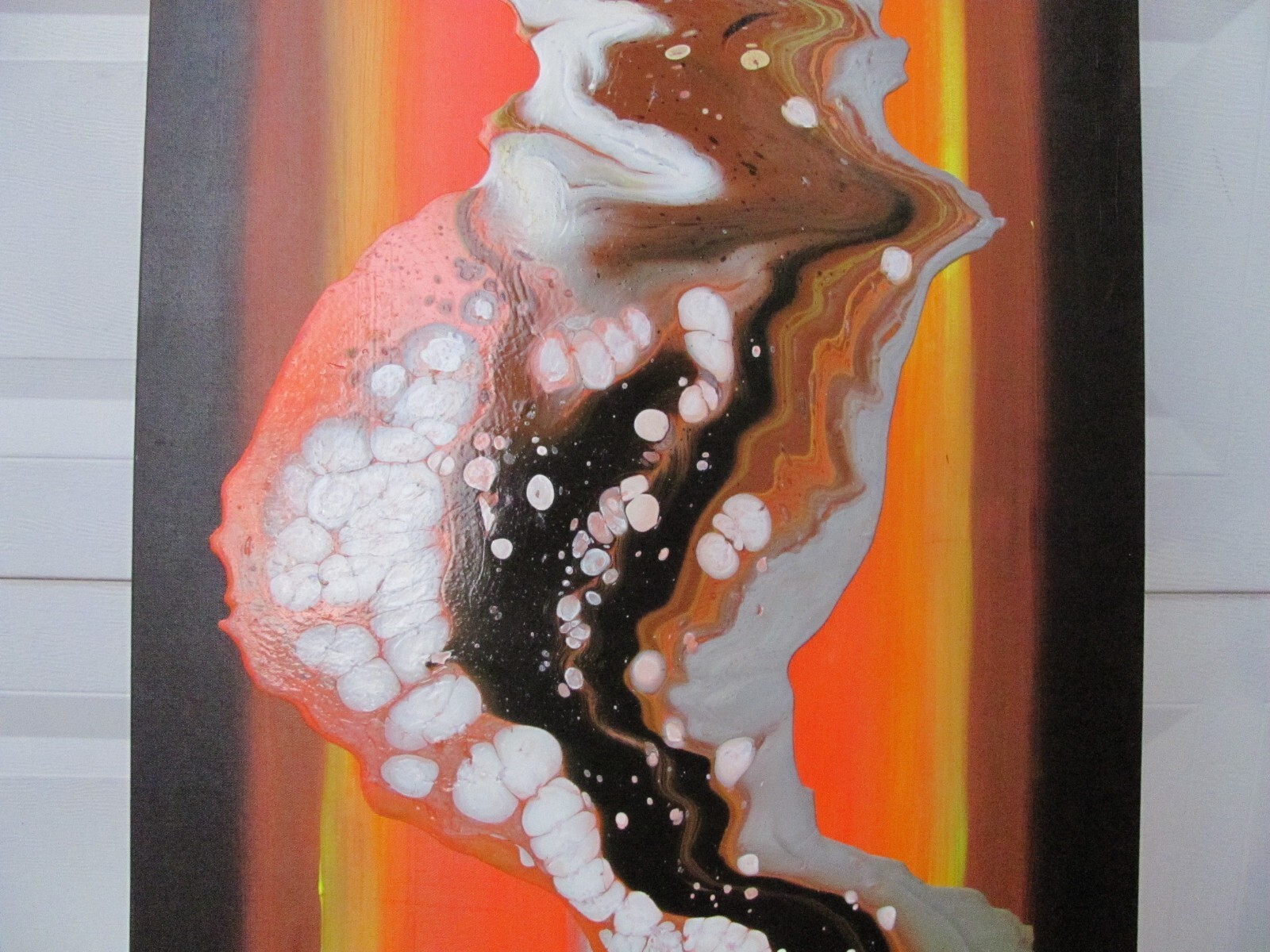 ORIGINAL FLUID ABSTRACT LARGE SUNSET SIGNED BY DEZ ACRYLIC PAINTING MULTI COLOR