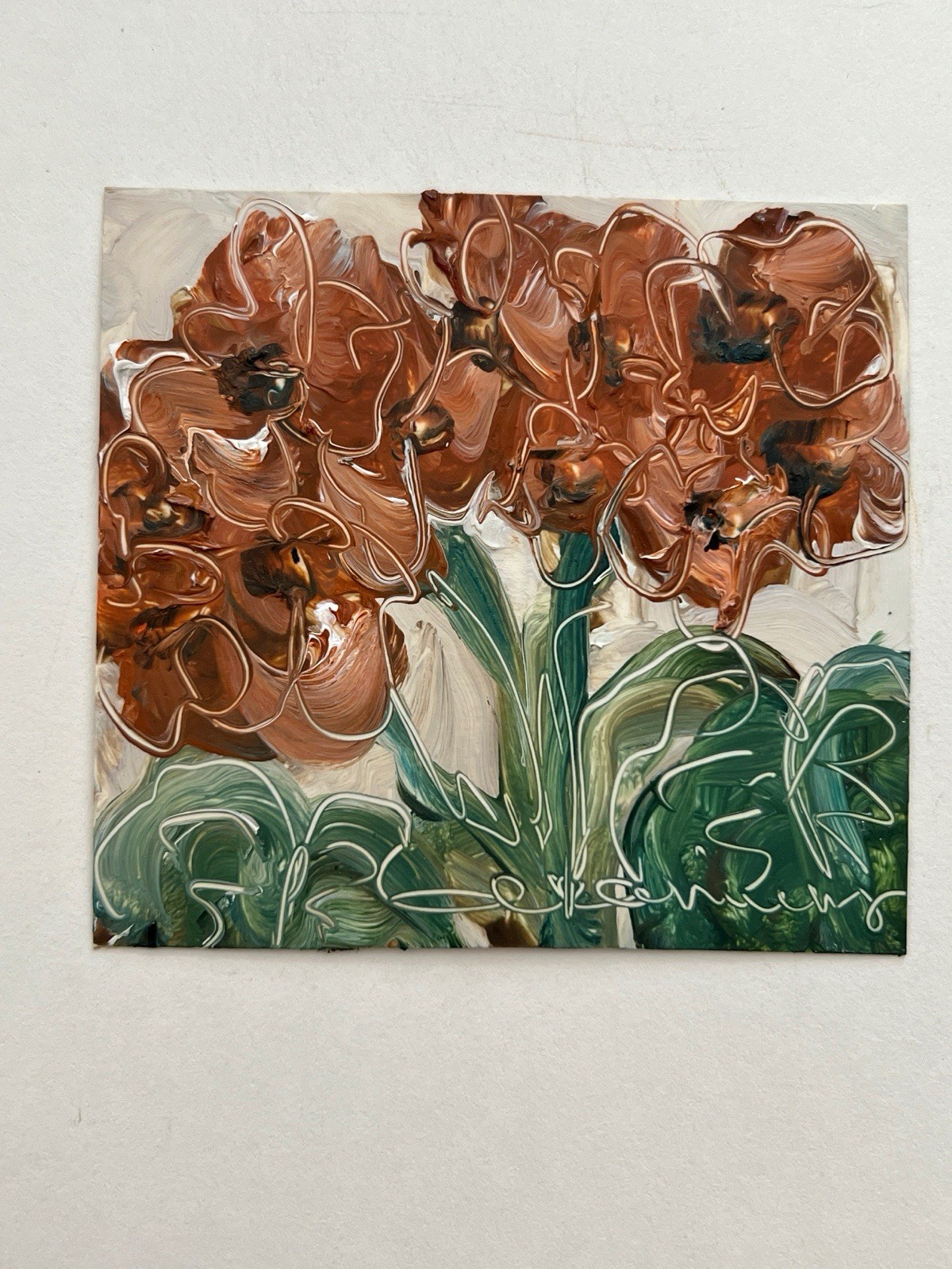 Geraniums Impressionist Art 4” Geranium Flowers Oil Painting Original Floral Art