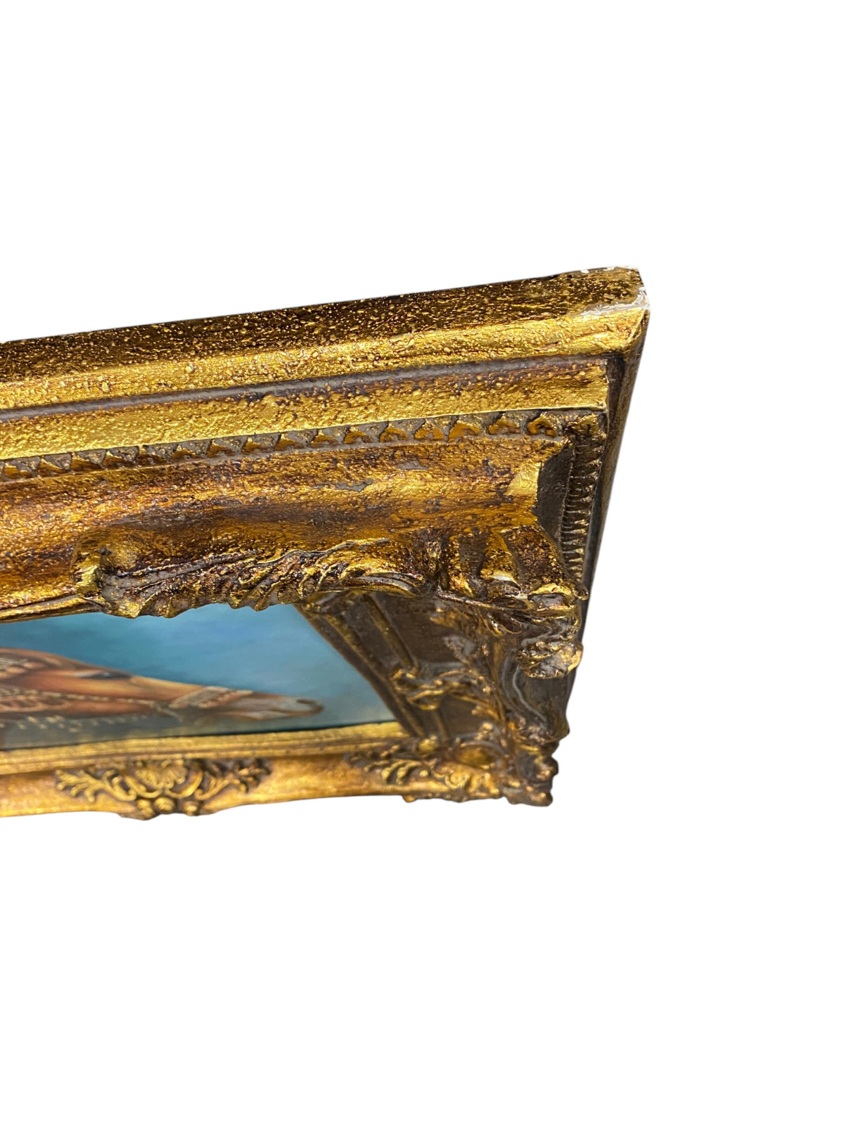 Arabian Horse Oil Painting Ornate Gold Frame Dubai Royal Equestrian Racing Art U