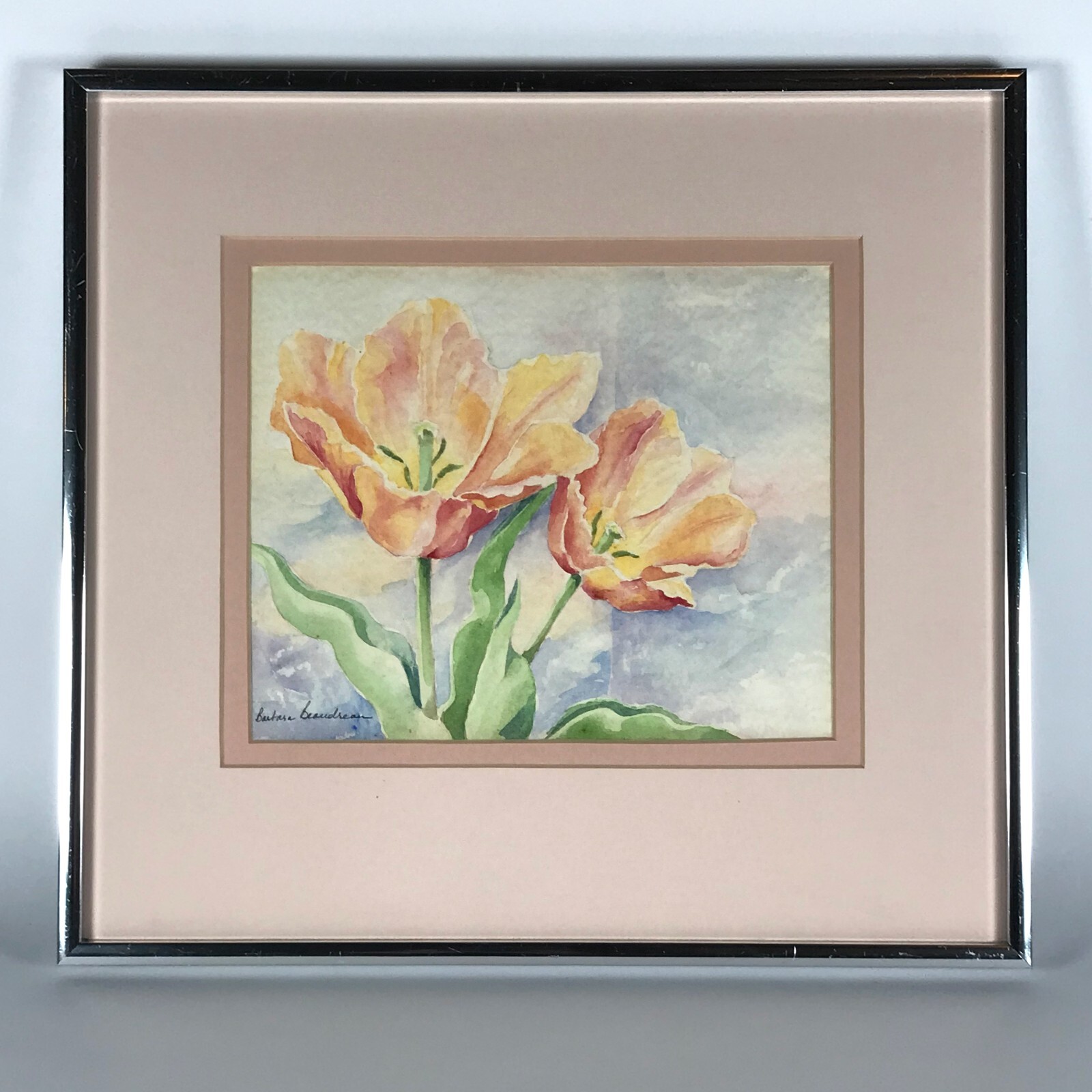 Barbara Beaudreau Tulip Duet Watercolor Painting Californian Artist
