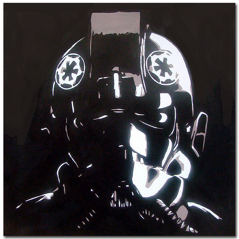 Oil Painting Canvas Art- Star Wars – Rogue One TIE Pilot *100% HAND PAINTED*